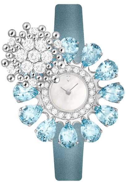 Van Cleef & Arpels white-gold, mother-of-pearl, aquamarine and diamond Fleurs d’Hawaï, £117,000