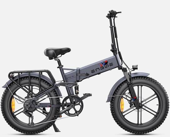 ENGWE ENGINE Pro 2.0 Folding Electric Bike, 20*4.0 Inch Fat Tire, 75Nm Torque, 52V 16Ah Battery, 25km/h Max Speed, 100km Range, Shimano 8-speed, Hydraulic Disc Brakes, Full Suspension - Green