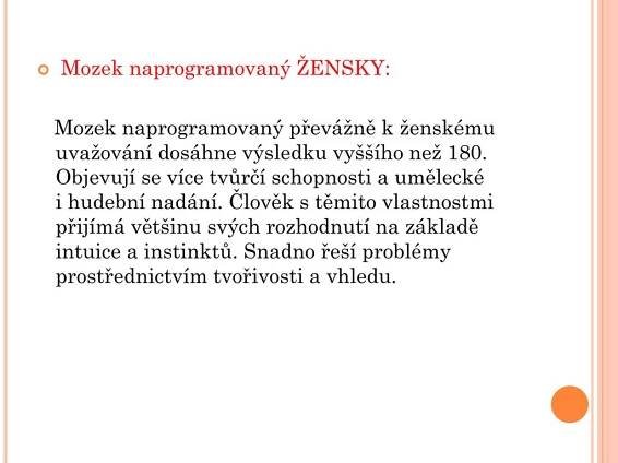 PPT - Rozdíl mezi mužským a ženským myšlením PowerPoint Presentation - ID:4380183
