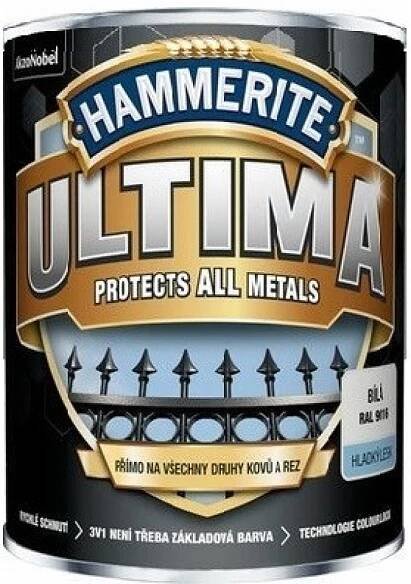 Akzo Nobel Hammerite ULTIMA barva hladká 3v1 přímo na rez a všechny druhy kovů bílá RAL 9016, 0,75L, Stupeň: mat