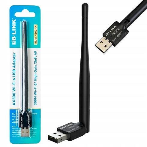 Adaptér Síťová karta Wi-Fi 6 na USB 2.0 2,4 GHz 300 Mbps s anténou MOCNA