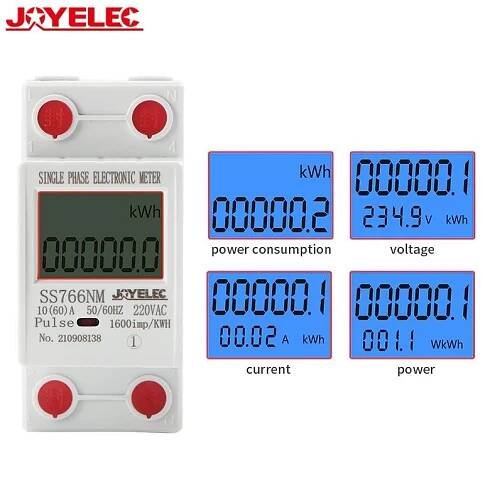 Digitální jednofázový ELEKTROMĚR- Měřič nulové energie kWh V+A+W