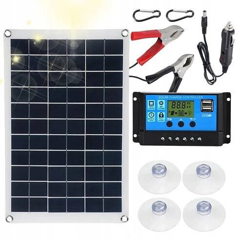 100W SOLÁRNÍ PANEL 12V SADA PRO KEMPINGOVÝ KARAVAN S OVLADAČEM 100A