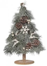 Guirma Vánoční dekorace dřevěný stromeček zdobený 55cm