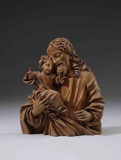   SAINT JOSEPH WITH CHRIST    Christoph Daniel Schenck,  1633 - 1691  Germany (Lake Constance)   Circa 1685   Linden wood  15 x 14 x 5 cm 