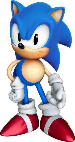 sonic the hedge is standing in front of a white background