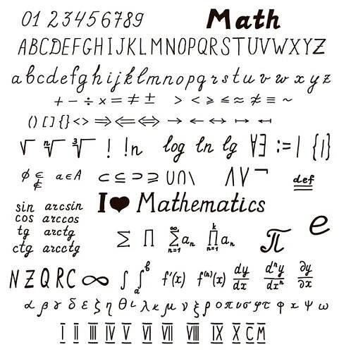 Sada matematických znaků a symbolů — Ilustrace