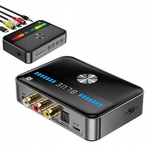ADAPTÉR VYSÍLAČ BLUETOOTH PŘIJÍMAČ VYSÍLAČ BT 5.3 AUX RCA NFC COAXI