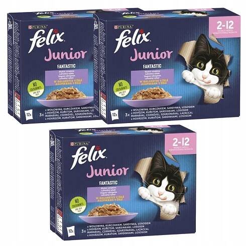 PURINA Felix JUNIOR mokré krmivo pro koťata, mix chutí 36x85g