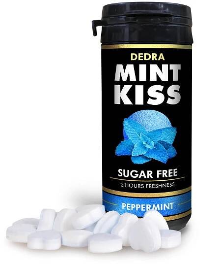 MINT KISS - silně mátové osvěžující pastilky bez cukru - peppermint 28 g