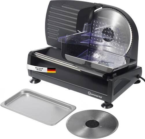 Sommertal univerzálny krájač AS190 DUAL 200 W nôž z nehrdzavejúcej ocele so zúbkovaným a hladkým ostrím, priestorovo úsporný, elektrický krájač chleba, profesionálny krájač Moderné 0-15 mm