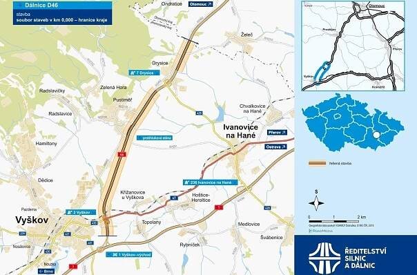 V sobotu začne omezení na D46 u Vyškova. Silničáři rozmístí přechodné značení - Vyškovský deník