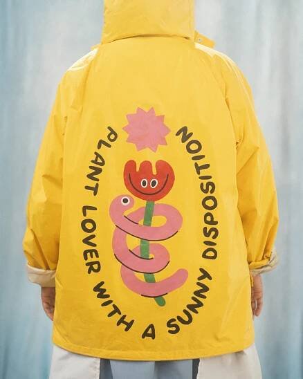 Upcycled Rain Jacket Customization for Oatly