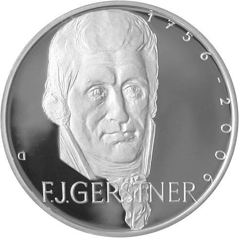 Přední strana Stříbrná mince 200 Kč František Josef Gerstner 250. výročí narození 2006 Proof