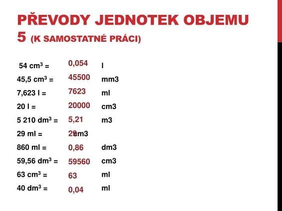PPT - Opakování – převody jednotek, příklady PowerPoint Presentation - ID:2234272