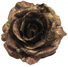 Umělý květ růže RUMEI na klipu, fialovo-zelený, Ø13cm