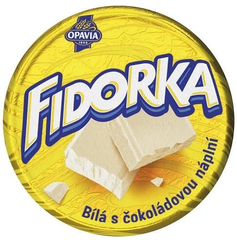 Opavia Fidorka Biela s čokoládovou náplňou, oplátka, žltá 30 g
