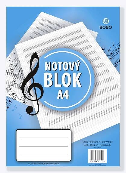 BOBO Sešit notový A4 25 listů