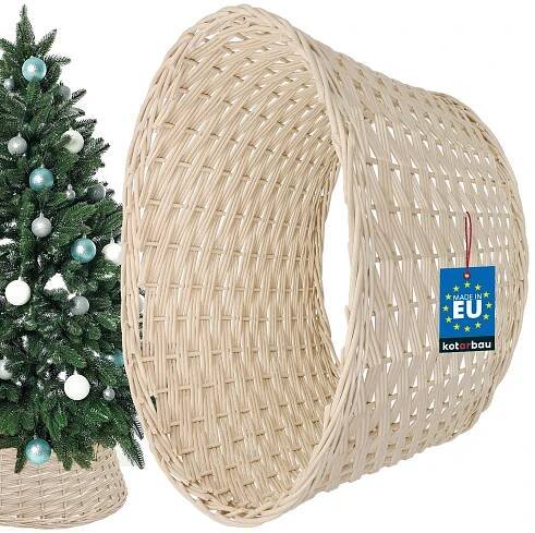 Koš z proutí ø60 cm na stojan pod vánoční stromek boho - Barva bělená