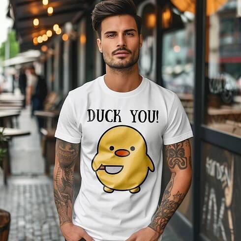TRIČKO PÁNSKÉ S POTISKEM VTIPNÁ DUCK YOU KAČENKA JAKO DÁREK Značka Gartees