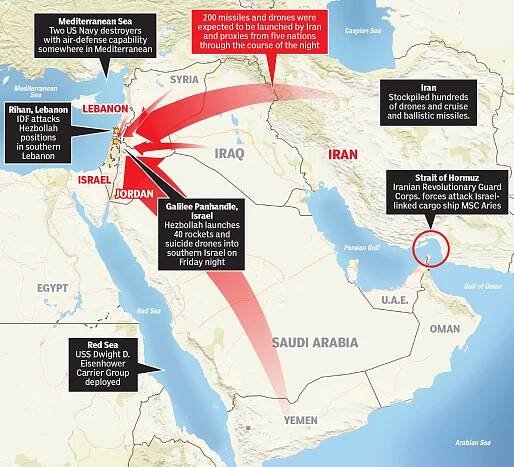 A map showing the attacks.