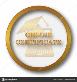Online Certificate Icon Internet Button White Background