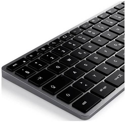Satechi Slim X3 Bluetooth® klávesnice švýcarská, QWERTZ antracitová tlačítka multimédií, s číselnou klávesnicí, s podsví