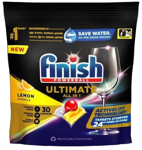 Finish Quantum Ultimate Lemon Sparkle Kapsle do myčky nádobí 30 ks
