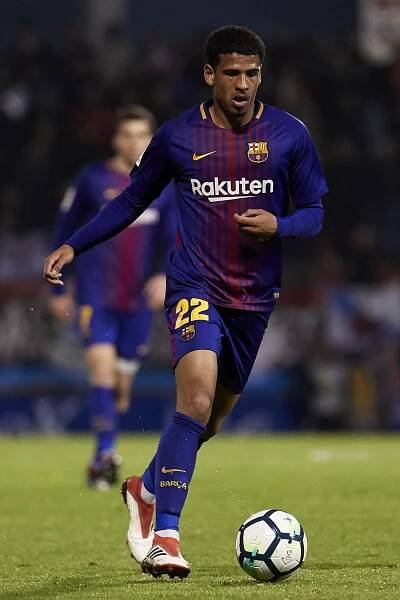 Marcus McGuane of FC Barcelona B playing soccer.