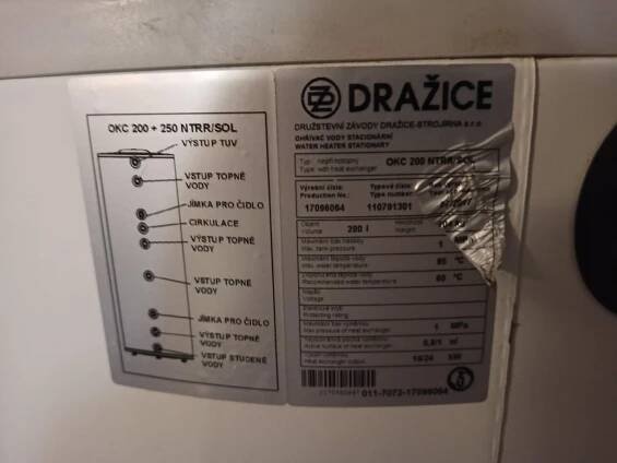 Ohřívač vody stacionární Dražice OKC 200 NTRR/SOL