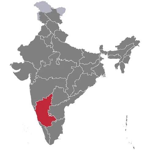 The map of India showing Karnataka