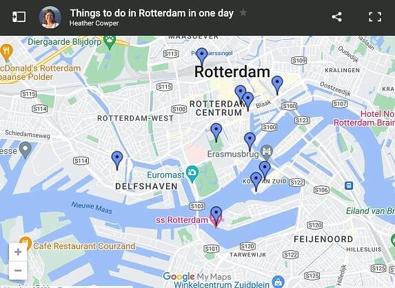 Map of Things to do in Rotterdam by Heatheronhertravels.com