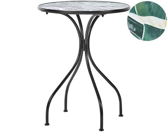 BELIANI Zahradní bistro stůl černý kovový železný kulatý 60 cm mozaikový vzor vintage