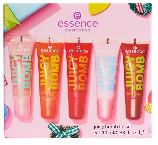 essence | Juicy Bomb Lip Gloss Gift Set | 5 Full Sized Shades of Fruit Scented Shiny Lip Gloss | Perfect Stocking Stuffer or Gift | Cruelty Free