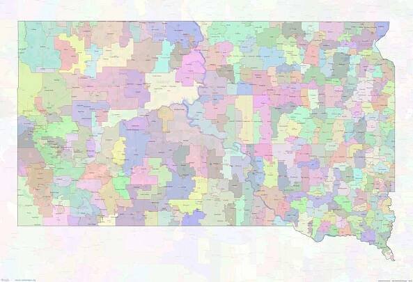 South Dakota ZIP Codes Map thumbnail