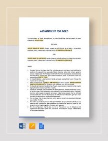 Assignment for Deed Template