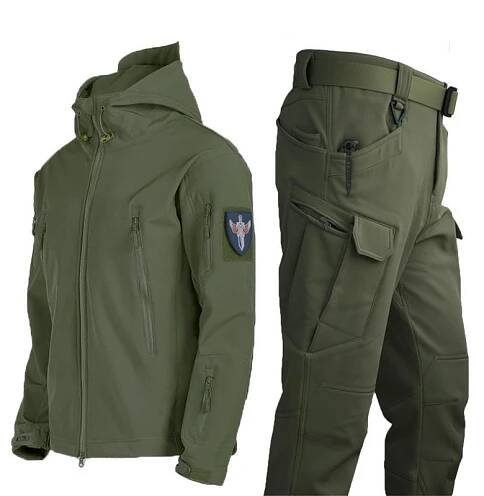 Outdoorové taktické softshellové rybářské oblečení Pánská kombinéza na zimu Outdoor Camping Oblečení Vodotěsné Větruvzdorné Kalhoty pro udržení tepla
