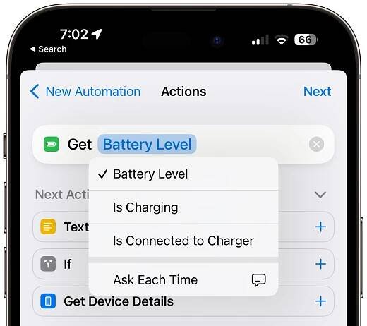 battery level shortcut