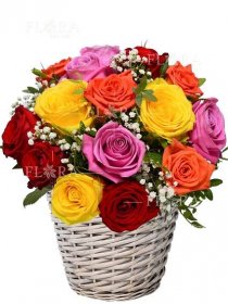Květinový koš z barevných růží Edit | Flora Online