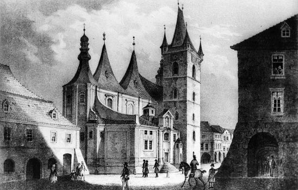 Litoměřice, kostel Všech svatých; B. Bürger 1850 (Sudetendeutsches Archiv München).