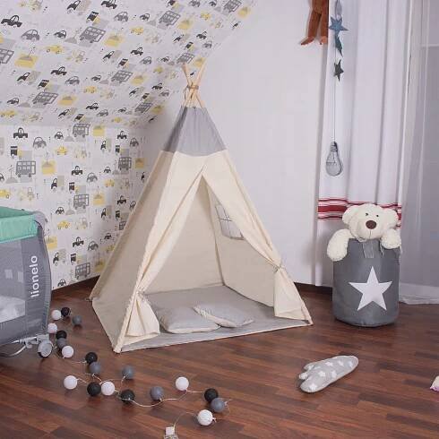 Teepee stan pro děti SPRINGOS Šedý Wigwam