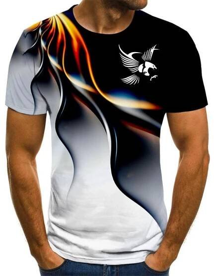Módní letní tričko pánské 3D Eagle potisk pánské tričko prodyšné street style potisk prošívání tričko pánské velikost 6XL