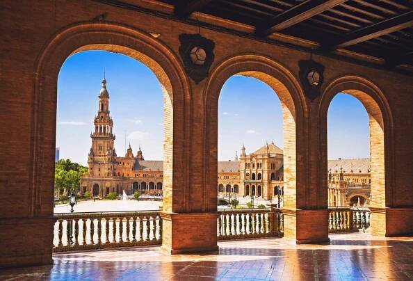 plaza de espana, sevilla, španělsko - parque maria luisa - stock snímky, obrázky a fotky