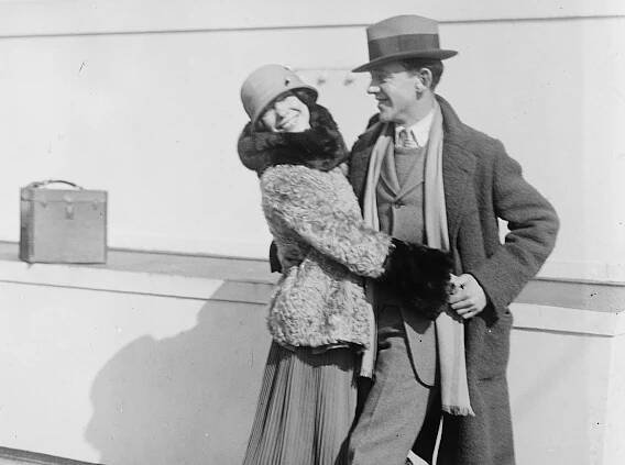 Fred And Adele Astaire smiling outside - 1900