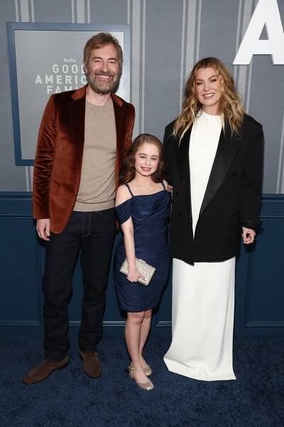 Mark Duplass, Imogen Faith Reid, ELLEN POMPEO at Hulu’s "Good American Family" Los Angeles Premiere held at the DGA Theater on March 13, 2025 in Los Angeles, California.