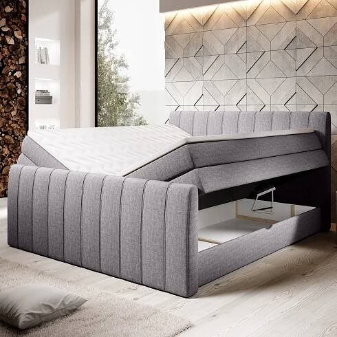 Postel boxspring TAJA šedá, 180x200 cm | Sconto