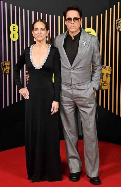 Susan Downey and Robert Downey Jr. attend the 2024 EE BAFTA Film Awards at The Royal Festival Hall on February 18, 2024 in London, England.