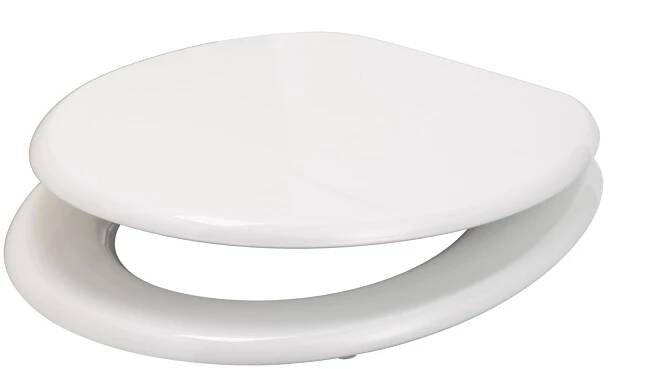 CMI WC sedátko s dřevěným jádrem plastové závěsy bílé 46 cm x 37,5 cm x 5,5 cm