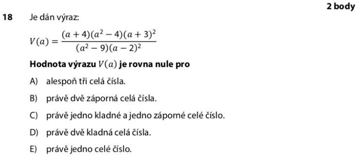 Didaktický test z matematiky - jaro 2021 - zadání úlohy 18