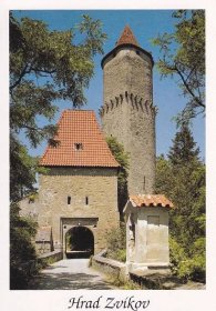► pohled - HRAD ZVÍKOV - jižní brána a věž HLÁSKA - F